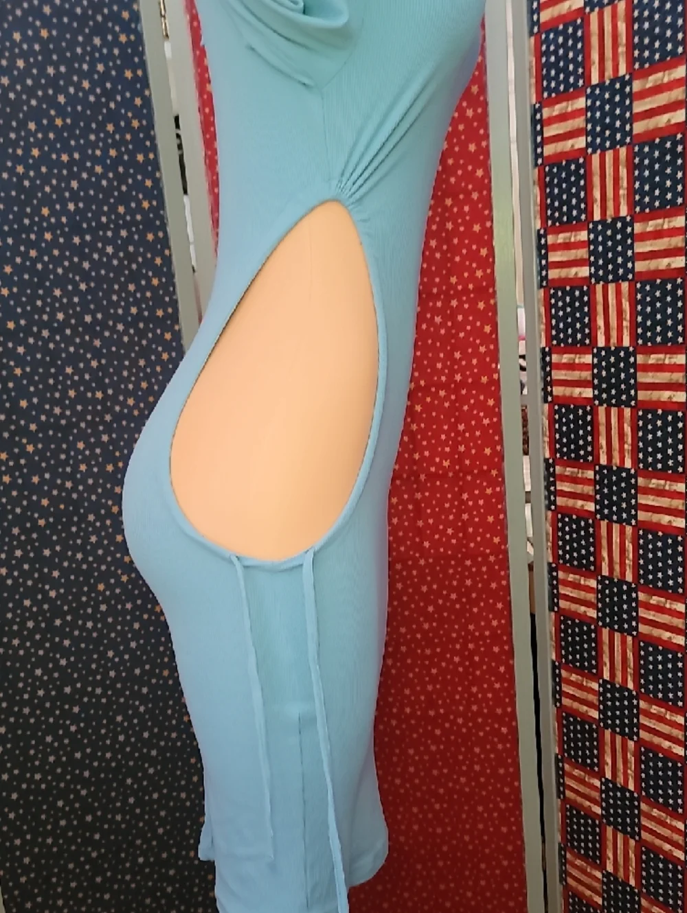 **Rue21 Sky Blue Long-Sleeve Side-Tie Bodycon Dress** - Picture 4 of 6